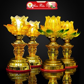 Đèn Bàn Thờ Hoa Sen Cao Cấp Kèm Led Siêu Sáng CHÂN THIỆN MỸ, Đồ Thờ Cúng Gia Tiên, Trang Trí Bàn Thờ Phật