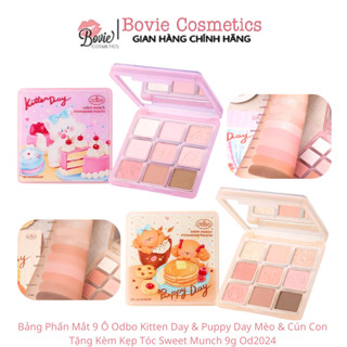 Bảng Phấn Mắt 9 Ô Odbo Kitten Day & Puppy Day Mèo & Cún Con Tặng Kèm Kẹp Tóc Sweet Munch 9g Od2024