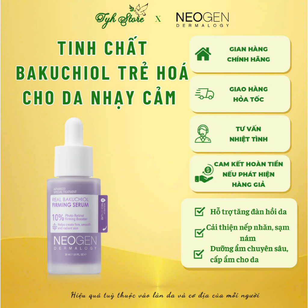 Serum 10% Bakuchiol Sinh Học Chống Lão Hoá Mờ Nếp Nhăn Real Bakuchiol Firming Serum Neogen Dermalogy