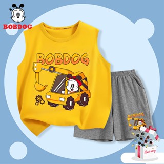 Đồ bộ bé trai BOBDOG áo ba lỗ quần thun cotton mới -BD-BDO17 in hình MÁY XÚC cute cho bé
