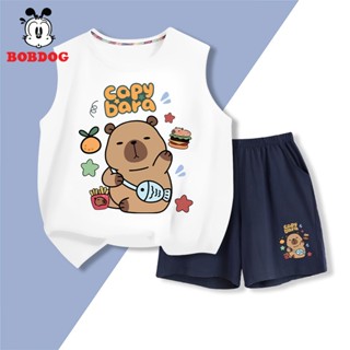 Đồ bộ bé trai BOBDOG áo ba lỗ quần thun cotton mới -BD-KS206 in hình CAPYBARA cute cho bé
