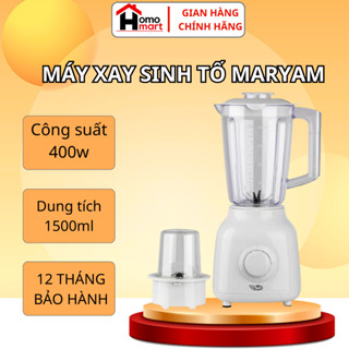 Máy Xay Sinh Tố MARYAM, Máy Xay Đa Năng Siêu Khoẻ 2 Cối Xay Công Suất 400w Dung Tích 1500ml BH 12THÁNG