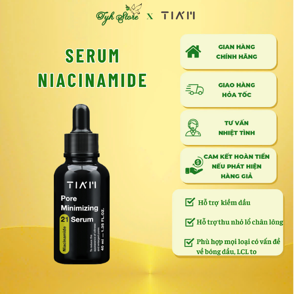 Serum Niacinamide 20% + Zinc 1% Thu Nhỏ Lỗ Chân Lông, Kiểm Soát Dầu Nhờn Và Ngừa Mụn TIAM Pore Minim