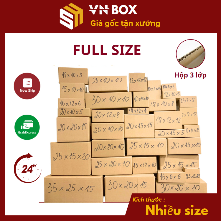 Combo 20 Thùng bìa carton hộp giấy gói hàng FULL SIZE hộp carton đóng hàng giá rẻ - VN Box