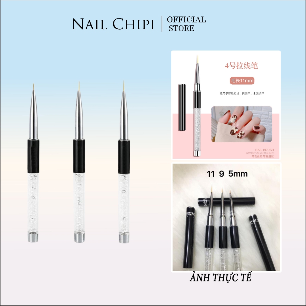 Cọ nét cán đá vẽ móng 3 size cao cấp (7mm, 9mm, 11mm)