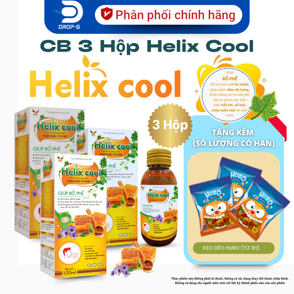 (Chính Hãng) Combo 3C Hỗ trợ giảm ho, giảm đau rát họng [3C TPBVSK Helix Cool] - 3 chai x 100ml