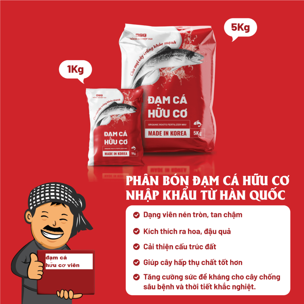 Phân Bón Đạm Cá Hữu Cơ – ORGANIC ROOTS FERTILIZER Hàn Quốc 1kg - đạm cá hồi hàn quốc - phan cá viên 