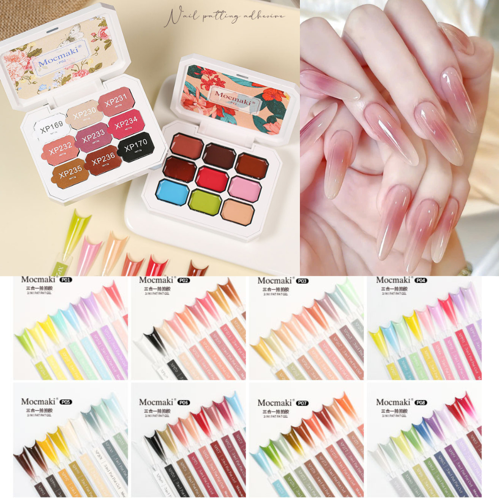 Sét gel dặm ombre làm nail 9 màu, gel dặm ombre ,mút dặm, bút dặm ombre sơn móng tay ombre