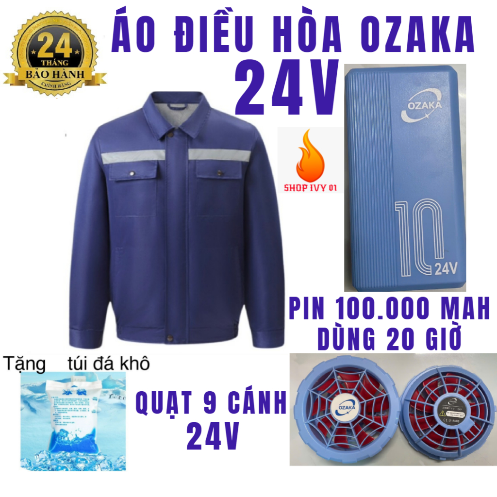 ÁO ĐIỀU HÒA NHẬT BẢN 24V PIN 100.000 MAH SỬ DỤNG 20 GIỜ SIÊU MÁT BẢO HÀNH 24 THÁNG