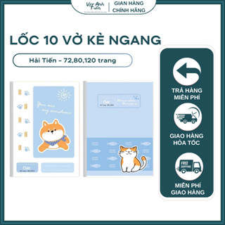 Lốc 10 Vở Kẻ Ngang Hải Tiến Cute bingo neon 120 80 72 Trang Chất Liệu Giấy Không Bụi