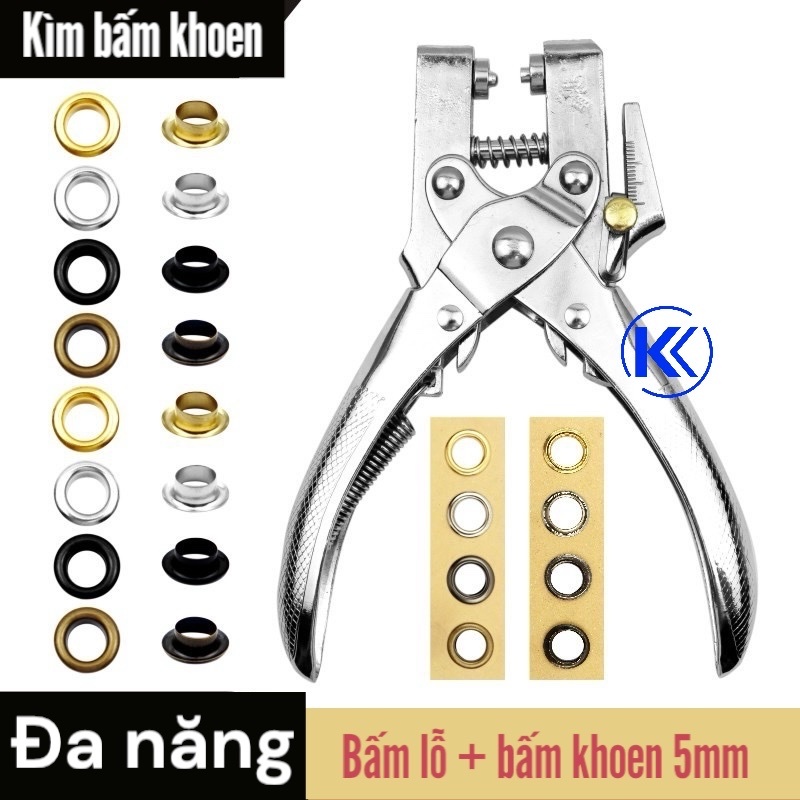[HỎA TỐC] Kìm bấm khoen mắt cáo kèm bấm lỗ 5mm dùng bấm giấy , da , túi xách đồ thủ công