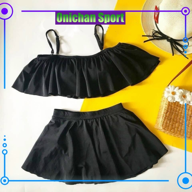 Đồ Bơi Nữ Hai Mảnh Trễ Vai Gợi Cảm, Set Bikini Đi Biển Ngang Bèo Hai Màu [Ảnh Chụp Thật] - OS029