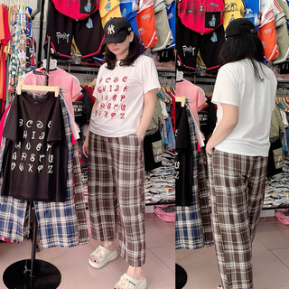 [Size 38kg - 46kg] Áo thun cotton chữ thêu phom rộng