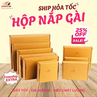 Hộp carton nắp gài mini, hộp giấy gói hàng đựng quần áo, thùng carton đóng hàng 13x13x5cm ship hỏa tốc HCM - PKG1 Alobox
