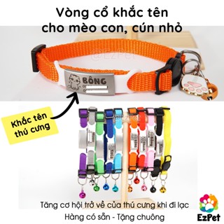  Vòng cổ KHẮC TÊN cho mèo cho chó nhỏ KHÓA MỀM vòng cổ thú cưng EzPet 