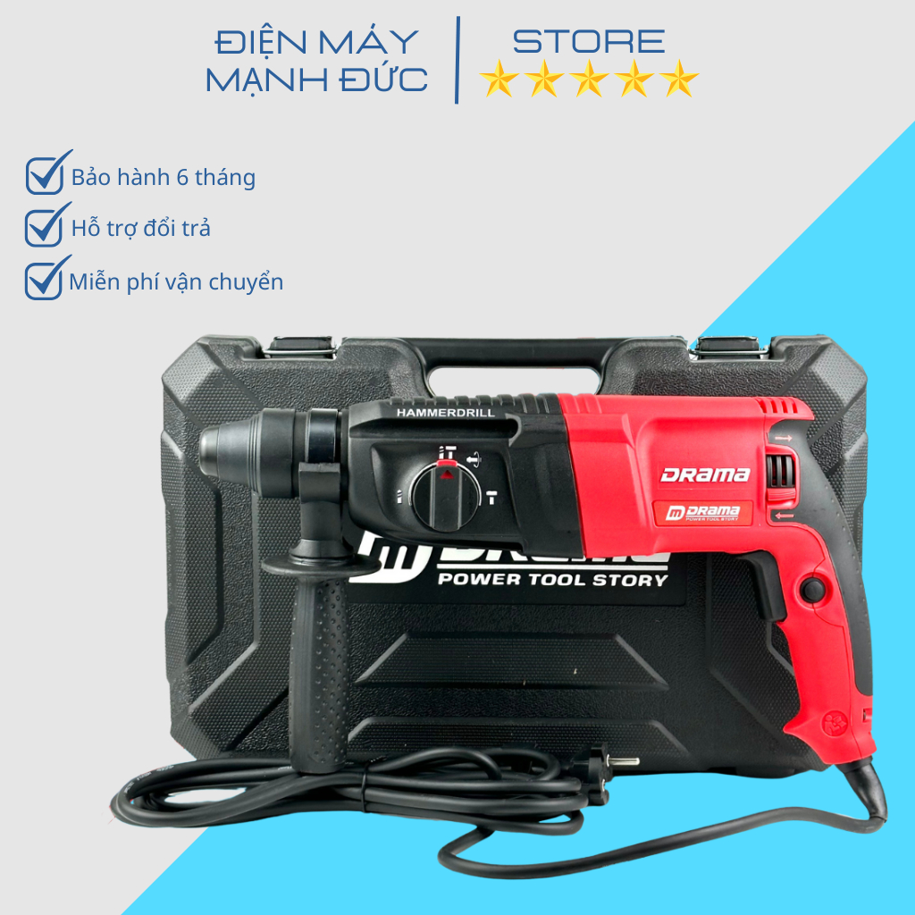 Máy Khoan Đục Bê Tông DRAMA 2601 Công Suất 1050W Lõi Đồng