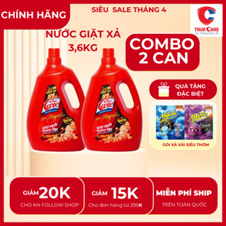 Combo 2 can nước giặt xả True Care 3,6kg trắng sạch quần áo , gấp đôi hạt lưu hương thơm lâu mềm vải