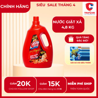 Nước giặt xả True Care 5IN1 can 4,8kg  trắng sạch quần áo , gấp đôi hạt lưu hương thơm lâu mềm vải
