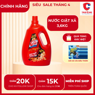 Nước giặt xả True Care 5IN1 can 3,6kg  trắng sạch quần áo , gấp đôi hạt lưu hương thơm lâu mềm vải