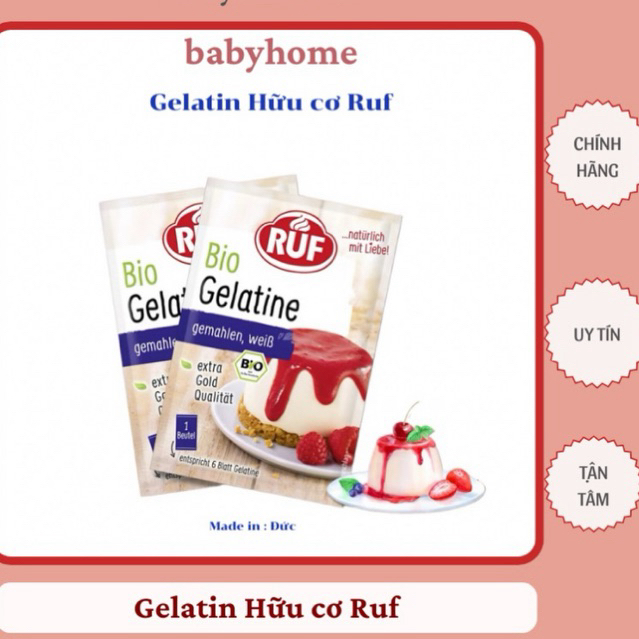 Bột Gelatin Hữu Cơ Làm Thạch Rau Câu, Kẹo Dẻo Cho Bé Ruf 9g