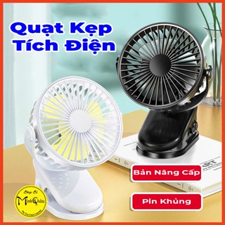 Quạt Kẹp Xoay 720 Độ Tích Điện, Quạt Sạc Mini Để Bàn Đa Năng, Kẹp bàn Chắc Chắn Sử Dụng Thời Gian Dài