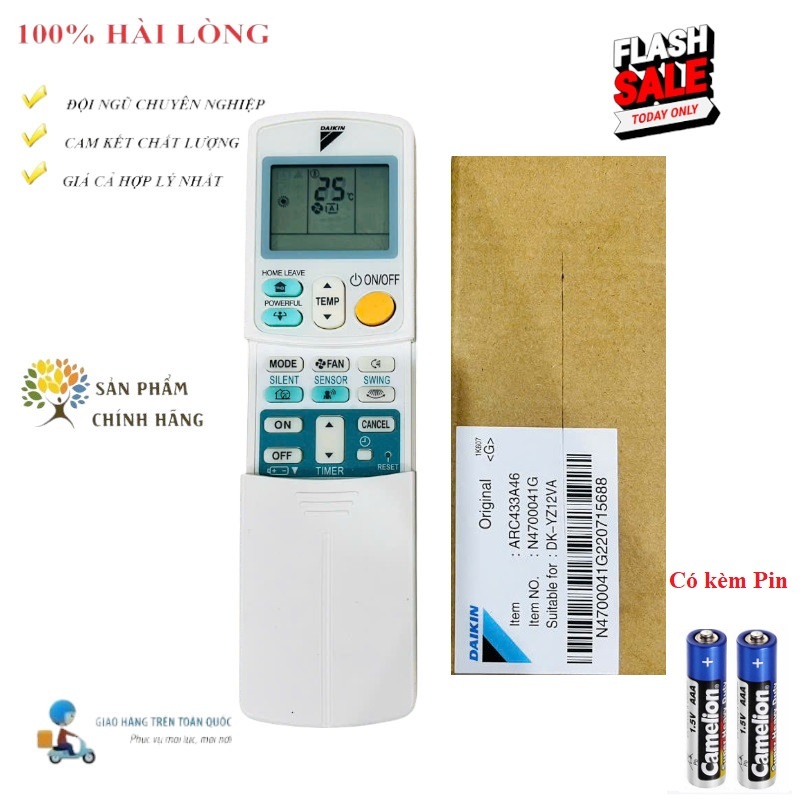 [HÀNG CHÍNH HÃNG] Remote Điều khiển điều hòa Dai_kin NÚT HOME 2 CHIỀU ARC433A46 mới 100%-Tặng Pin