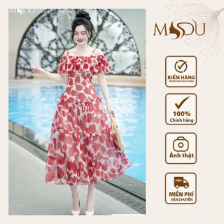 Váy Tơ Hàn MDU4247 Thiết Kế Trễ Vai Tinh Tế,dáng Dài Tiểu Thư Từ MDU K34-D2-1