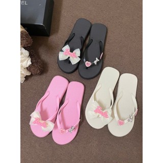  Dép xỏ ngón gắn charm Hồng Nơ  dép tông nữ siêu đáng iu 