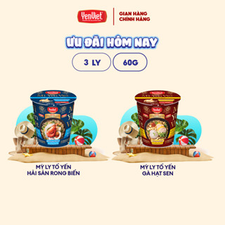 HSD 02/07/2025 Combo 3 ly mì yến Yến Việt dùng thử, mì ăn liền bổ sung tổ yến, PharmaGaba, không bột ngọt 60g/ ly