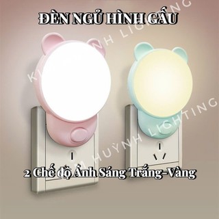  Đèn ngủ hình Gấu dễ thương 2 chế độ ánh sáng Trắng  Vàng tiết kiệm năng lượng 