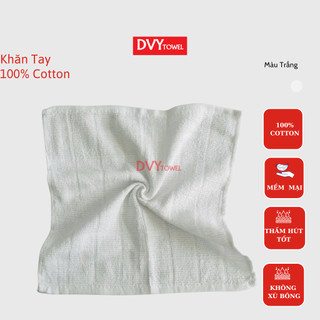 Khăn tay 100% cotton mềm mại, thấm hút tốt, không xù bông màu trắng