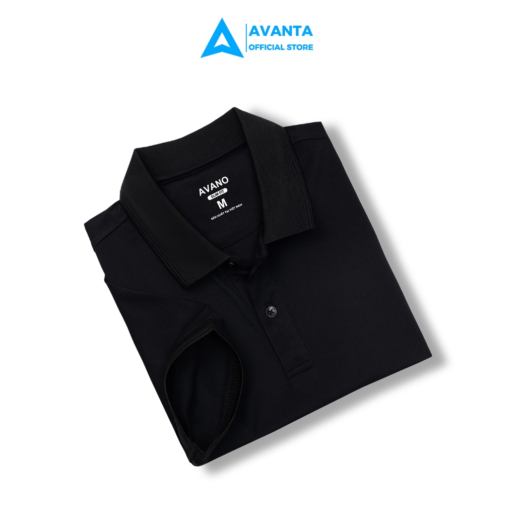 Áo polo nữ đen viền AVANTA vải Cotton mắt chim không bai xù thoáng mát mềm mịn APL01