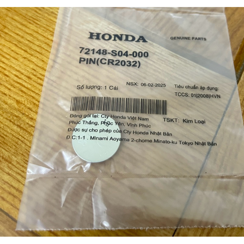 Pin remote smartkey Cr2032 chính hãng HONDA