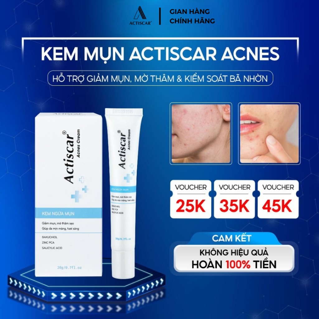 Kem Chấm Mụn Actiscar Acnes, Giúp Gom Cồi, Giảm Mụn Sưng Viêm Và Ngăn Ngừa Mụn Ẩn, Mụn Trứng Cá