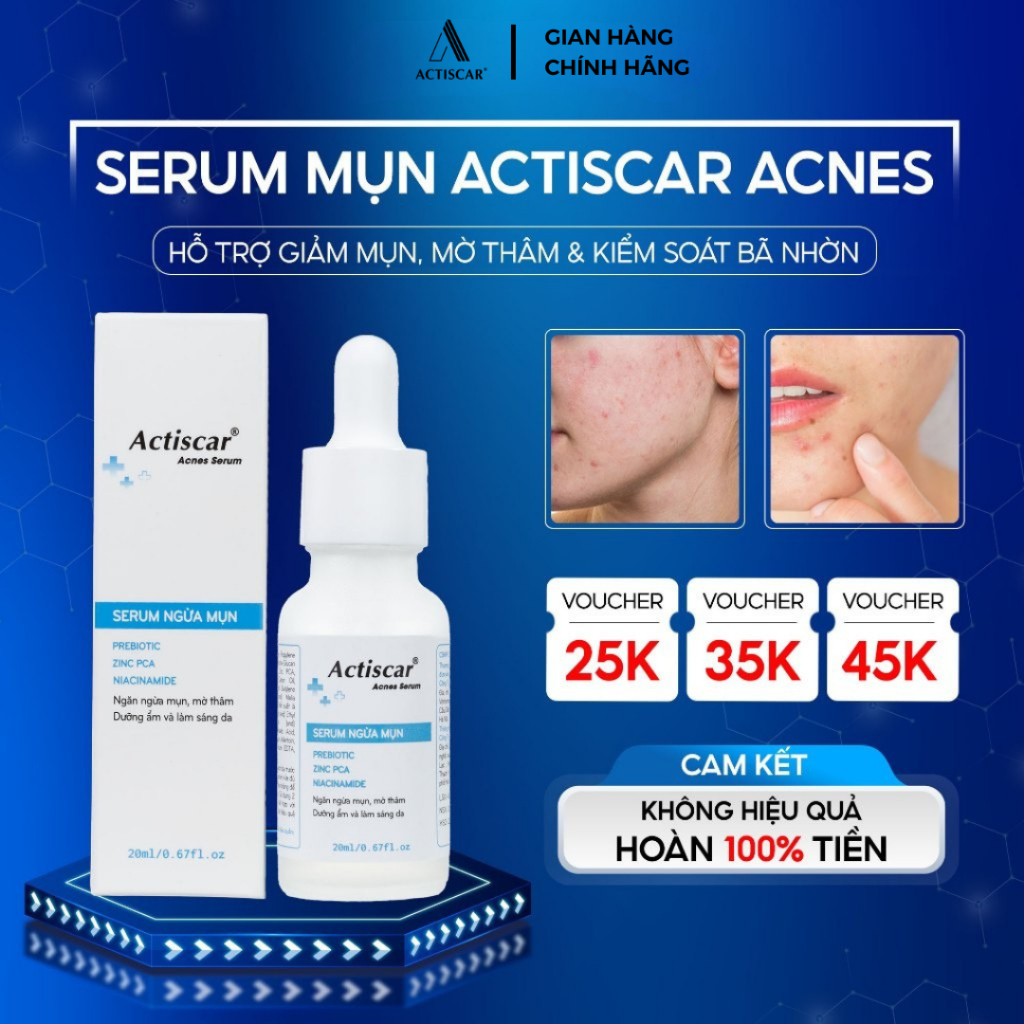 Serum Mụn Actiscar Acnes, Ngăn Ngừa Mụn Trứng Cá, Giảm Sưng Viêm Mụn Mủ, Mụn Viêm Cải Thiện Da Dầu