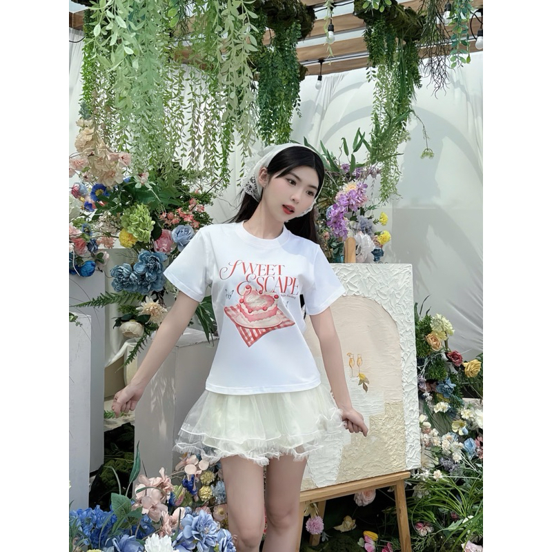 [ FORM BABY TEE ] áo thun baby tee - Cookies Club '' Sweet Cake '' Cotton 250gsm