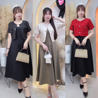 Bigszie 50kg đến 105kg —Sét Đầm kèm áo khoác Vest Sang chảnh