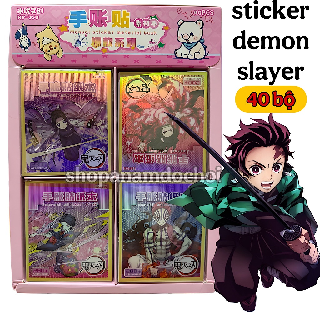 Khay 40 bộ sticker demon slayer , nhãn dán thanh gưm diệt quỷ