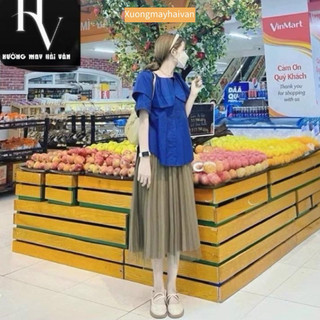 HV - Chân váy xếp ly dài 2 lớp mặc 2 mặt QC