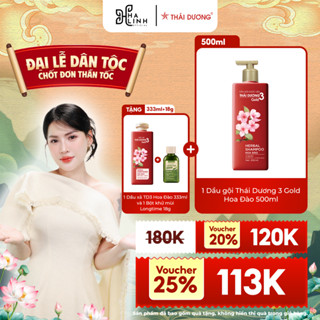 [VHL X STD] Dầu gội Thái Dương 3 Gold Hoa Đào 500ml tặng 1 Dầu xả TD3 Hoa Đào 333ml và 1 Bột khử mùi Longtime 18g - CB4