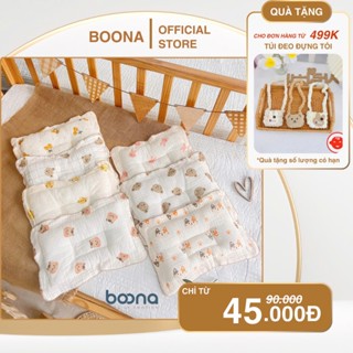 Gối xô sơ sinh cho bé Boona chính hãng vải sợi Muslin cao cấp chống méo đầu, êm ái, thoải mái