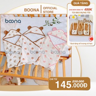 Khăn quấn ủ sơ sinh Boona lót lông hạt đậu kết hợp vải muslin làm chăn, ủ, choàng, ủm giữ ấm cho bé