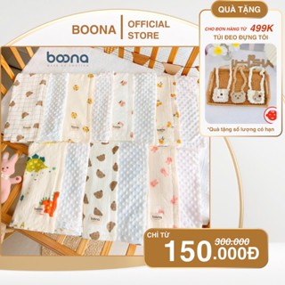 ( Tặng gối) Chăn đắp cho bé Boona vải muslin cao cấp kết hợp nhung bi hạt đậu, mềm mại, ấm áp