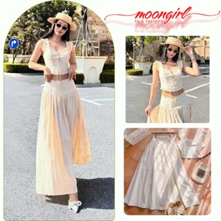 Set Đi Biển - Áo 2 Dây Coptop Mix Với Chân Váy Maxi Nude Dáng Dài Cạp Cao Cho Các Nàng Đi Chơi Moongirl G206