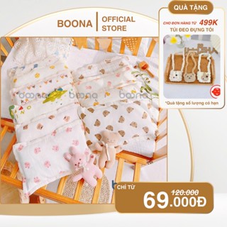 Gối bông xô Boona vải sợi Muslin cao cấp kết hợp sợi bông kháng khuẩn êm ái, giúp bé ngủ ngon