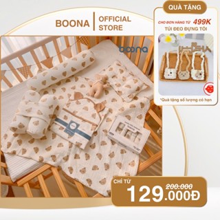  Combo sơ sinh Boona cho bé trai bé gái gồm 6 sản phẩm muslin cao cấp khăn tắm ủ choàng gối sơ sinh gối ôm khăn sữa 