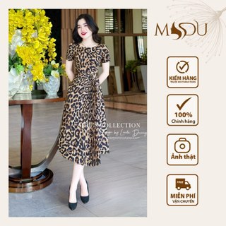 Váy Tơ Cát MDU2988 Dáng Váy Xòe Nhẹ Cùng Với Họa Tiết Da Báo Đầy Cá Tính Từ MDU K61-D2-1