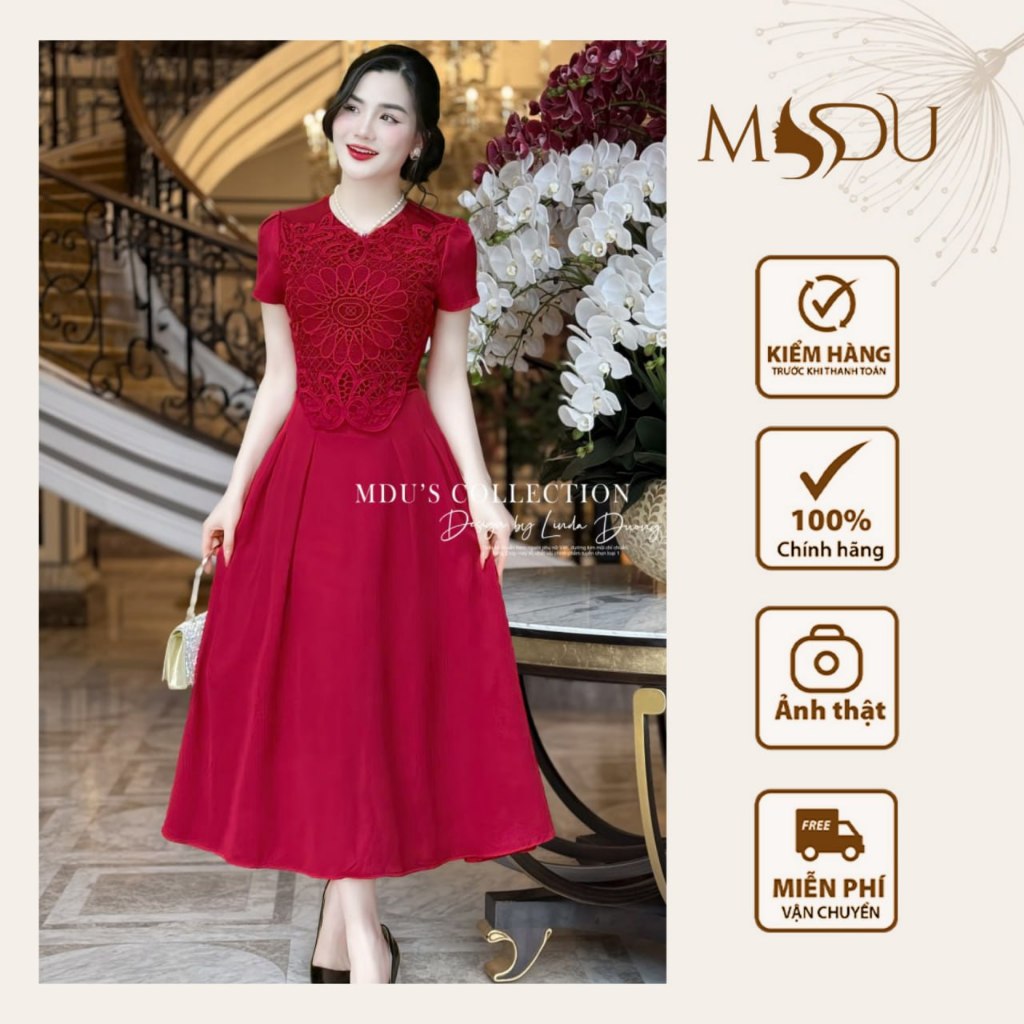 Váy Thiết Kế MDU3941 Dáng Xòe Nhẹ Cùng Họa Tiết Ren Thanh Lịch Cuốn Hút Từ MDU K54-D1-4