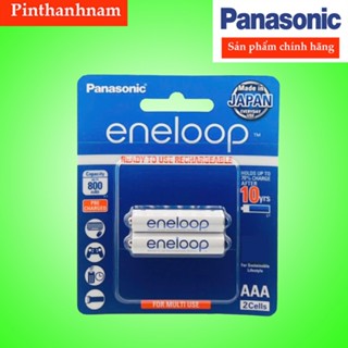  Pin Sạc Eneloop Panasonic 800mAh AAA Vỉ 2 Viên Chính Hãng - Tặng Hộp Đựng Pin Trắng 