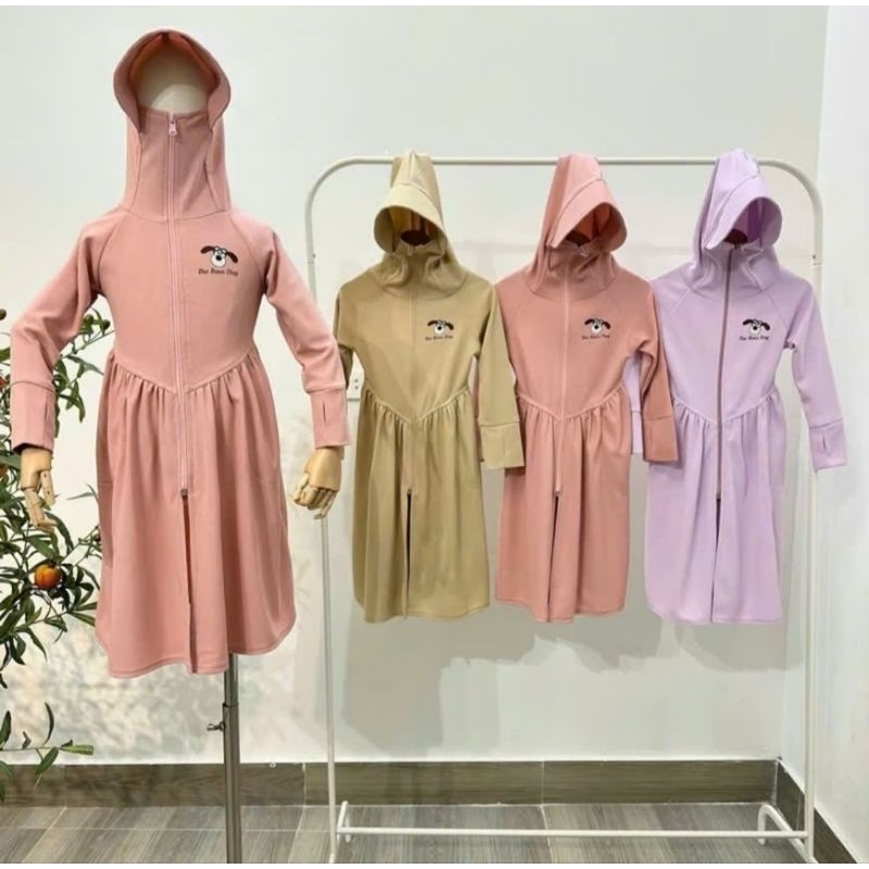 (10-40kg) Áo chống nắng toàn thân giành cho bé Gái ,chất liệu cotton tổ ong ,mặc thoáng mát co giãn mũ rộng mẫu mới 2026
